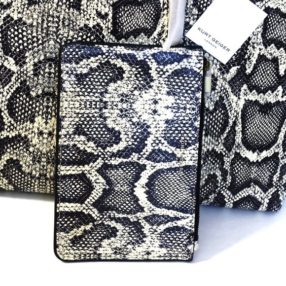 KURT GEIGER Chelsea Genuine Open White Color Leather Shopper Bag with Pouch - Picture 9 of 9